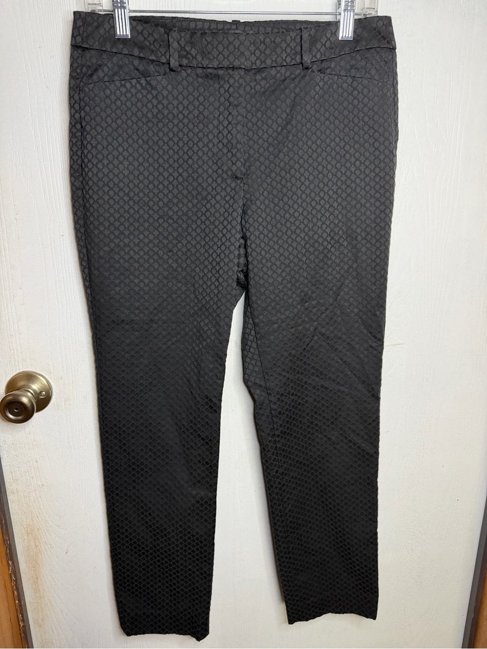 White House Black Market Black Textured Slim Dress Pants